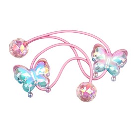 GFun Hair Tie, Children's Hair Tie, Butterfly, Hair Accessory, Gradation, Sparkle, Set of 2, Cherry Blue, Pink Blue