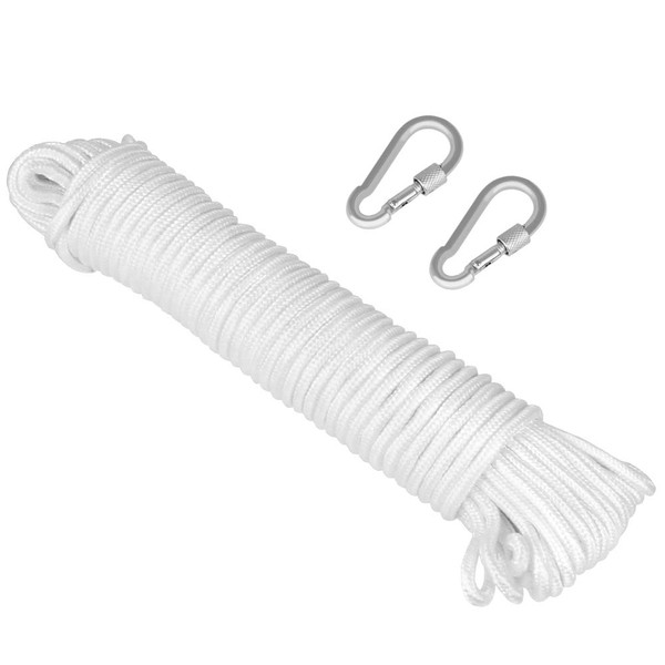 Kbnian Clothes Airer Rope 25M Travel Clothes Airer Flag Rope Clothes Airer for Outdoor with 2 Hooks (Diameter 0.5 cm)