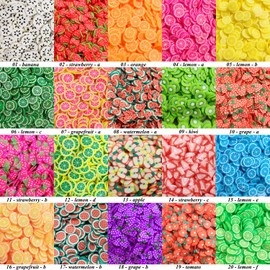 16000 pcs (20 Styles) Fruit Clay Slices Charms, VEINARDYL Nail Art Slices 3D Polymer Clay for DIY Crafts Resin Slime Making Cellphone Decoration