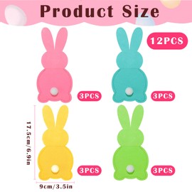YEWCEP Pack of 12 Easter Table Decorations, Easter Nests for Filling, Cutlery Holder, Easter Bunny Felt, Easter Bunny Cutlery Bag, Cutlery Bag, Table Decoration, for Storing Party Utensils