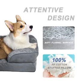 HIKTACO Dog Bed for Medium Size Dogs with Removable Washable Cover Pet Bed Large Orthopedic Dogs Bed with Sides Egg-Crate Foam Dog Couch Waterproof Memory Foam Non-Slip Bottom-S(28'*20')-Grey