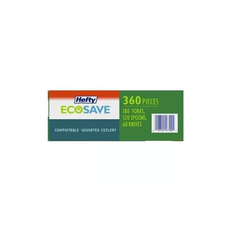 Hefty Ecosave Compostable Assorted Cutlery, 360pc -180 fork, 120 spoon,