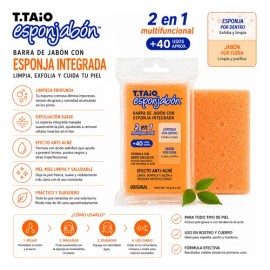 10 Piezas Esponjabon Anti Acne 2 En 1 Original T Taio                                                                                                 