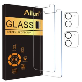 Ailun Ailun 2 Pack Screen Protector for iPhone 12 Mini [5.4 inch] with 2 Pack Camera Lens Protector,Tempered Glass Film,[9H Hardness]-HD