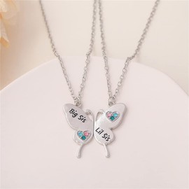 COLORFUL BLING 2Pcs BFF Butterfly Pendant Necklace, Butterfly Animal Charm Necklace for Women Friendship Memorial Besties Jewelry Gift- butterfly SIS