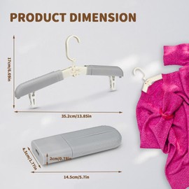 LELE LIFE Foldable Hangers with Clips, Travel Hangers, Non-Slip Hangers, Skirt Hangers, Collapsible Hangers for Travel, Portable Hangers, Grey, Pack of 3