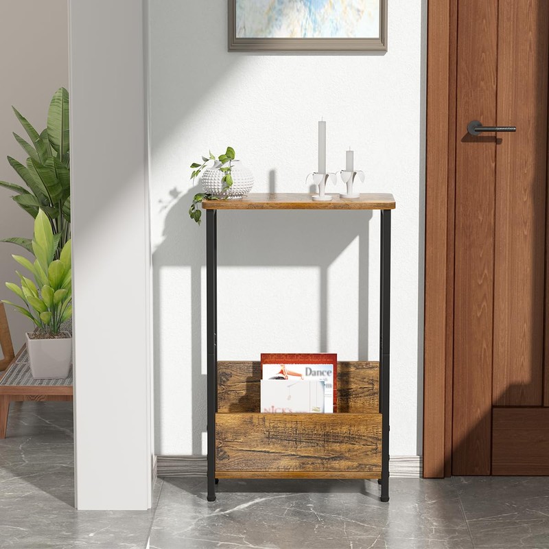 7.1" Narrow Side Table for Small Spaces, 2 Tier Small