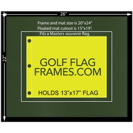 20x24 Black Golf Flag Frame, Moulding blk-004 Shadowbox, Green Mats (Float Mount; fits 13x17 Masters Flags; Flag not Included)