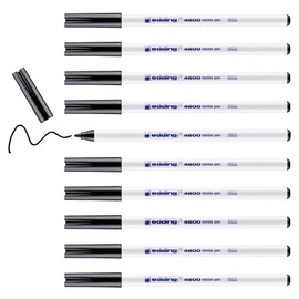 edding 4600 textile pen - black - box of 10 - round nib 1 mm - permanent fabric pens for drawing on textiles, wash-resistant to 60 °C - fabric pen