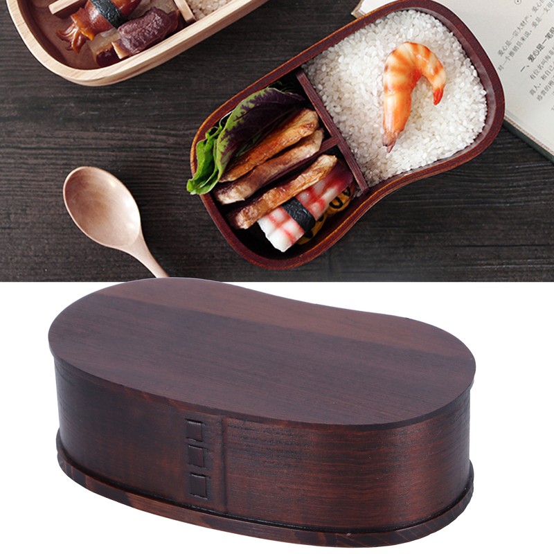 Portable Lunch Box Set Japanese Wooden Food Storage Container for