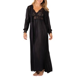 Shadowline Silhouette Gown and Peignoir Set (51737), Black, 1X