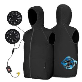 HJDHS Cooling Vest for Men Women - USB Battery Powered Wearable 3 Speed Fan Vest Air Conditioned Clothes for Hot Weather (Black, X-Large)