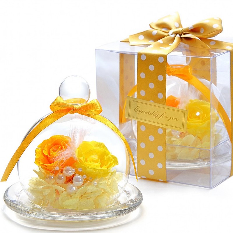 TEATSIGHT Preserved Flower Arrangement, Wrapped, In a Glass Pot, 2 Flowers