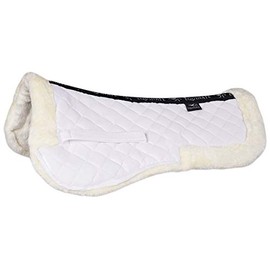 Equinate Sidney Padded Saddle Pad with Synthetic Lambskin Horse Pony S White