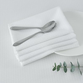 maxmill Cloth Napkins 20 x 20 Inch Weaved Texture Pattern Soft Comfortable and Luxury Serviette for Restaurant Family Dinners Weddings Parties and Banquets Set of 4 Pieces, White