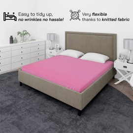 Home Still Fitted Bed Sheet | Super Soft Polycotton & Stretch Micro Knitted Fabric | Washable Soft Flexible & Easy to Tidy Up | Single Size 100x200x30cm Lilac