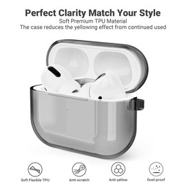 ULAK Compatible with Airpods Pro Case Cover, Designed Protective Cover Soft TPU Shockproof Case Accessories with Keychain for Airpods Pro 2019 [Front Led Visible],Black