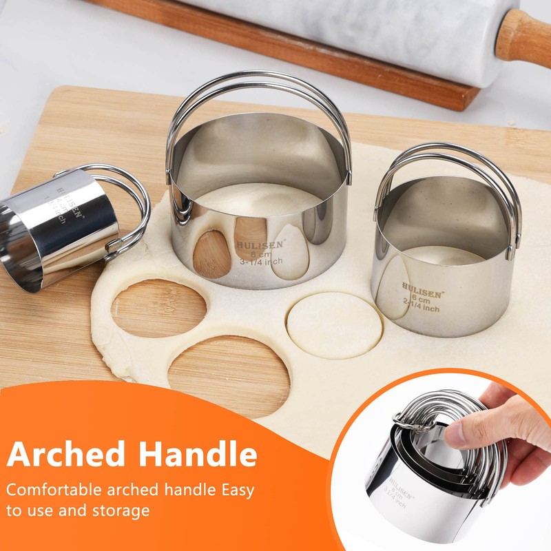 HULISEN Stainless Steel Biscuit Cutter Set, Pastry Scraper and Dough