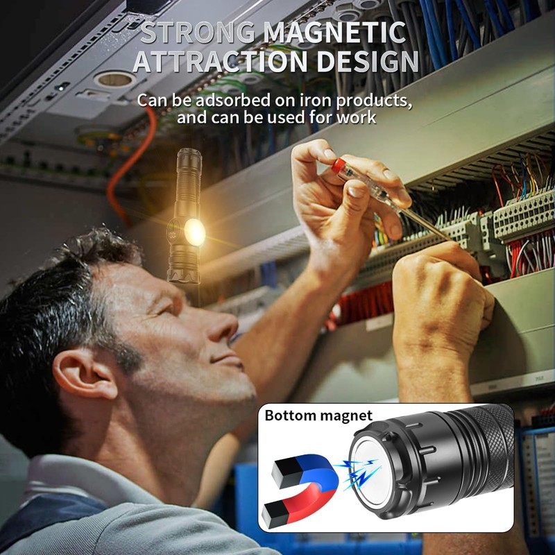 KAIJIENOO Rechargeable Flashlights High Lumens,Super Bright LED Magnetic Flashlight,Powerful Spotlights