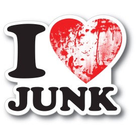 World Graphix Red I love Rusty Junk Sticker Decal Antique Pickers Junk Collectors Vintage
