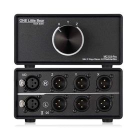 DoukAudio XLR Audio Switcher 1-In-3-Out: Balanced Passive Selector Stereo Converter for Multi Source Comparison Gold Plated Shielded Aluminum Studio HiFi Audiophile