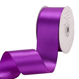 Double Faced Satin Ribbon 1.5 Inch x 25 Yards Double Sided Solid Polyester Ribbon for Gift Wrapping Party Hair Braids Bow Baby Shower Decoration Floral Arrangement Craft Supplies (Purple, 38mm)