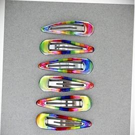 Perfect Hairstyle with Our Hair Accessories - 6 Snap Barrettes Rainbow Stripe Painted Metal Hair Clip 1 7/8" Long Fashionable Hair Accessory Hair Jewelry Accessories for Lady Women