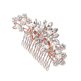 LALAFINA Rhinestone Pearl Hairpin Bridal Hair Comb Wedding Hair Pins Side Comb Hairpiece for Women Perfect Bridal Shower Accessory