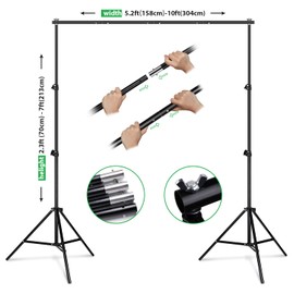 HPUSN Backdrop Stand - 10ft x 7ft Adjustable Photoshoot - Photo Backdrop Stand for Parties - Includes Travel Bag, Sand Bags, Clamps - Photo Video Studio