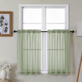 Gwine - Cortinas transparentes de cocina de 36 pulgadas de largo, gasa filtrante de luz, cortinas pequeñas y ventiladas, cortina corta para ventana para baño, sótano, 42 x 36 pulgadas, 2 unidades