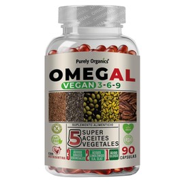 Purely Organics  Omegal  Omega 3, 6 y 9 de Origen Vegetal con cidos Linoleico y Oleico  Astaxantina  90 Cpsulas                                       
