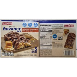 Elevation Caramel Chocolate Nut Roll Bar Snack Advance Bar 8oz 220g (Single Box)