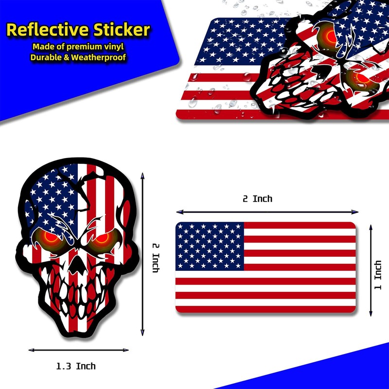 6pcs Reflective American Flag Hard Hat Stickers, Red Ops Decals
