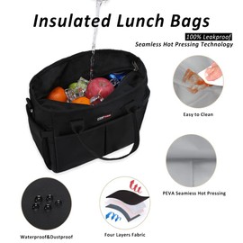 MAXTOP Lunch Bag Women for Work Insulated Thermal Lunch Box with Wide-Open Pocket Reusable Leakproof Cooler Bags with Removable Shoulder Strap for Teacher Nurse Office Picnic Travel Black