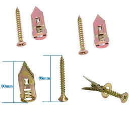 Hsthe Sea 50Pcs Drywall Self-Drilling Anchors with Screws, Carbon Steel Hollow Wall Anchor Tapping Screw with Screws Kit for plasterboard fixings