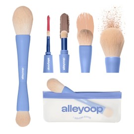 ALLEYOOP Brocha De Maquillaje De Viaje 4 En 1 Multitarea - Esponja De Maquillaje Todo En Uno, Sombra De Ojos, Cejas, Delineador Y Brocha Para Mezclar Rubor Para Base, Corrector Y Polvo - Cobertura Con