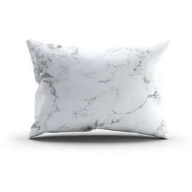 Suklly Pretty White Silver Gray Carra Marble Stone Abstract Hidden Zipper Home Decorative Rectangle Throw Pillow Cover Cushion Case 12x20 Inch Design Printed Pillowcase