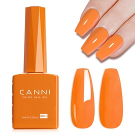 CANNI Orange Gel Polish, 1Pcs Bright Orange Gel Polish Light Orange Color Gel Polish Nail High Gloss Soak Off U V Gel Nail French Nail Manicure Salon DIY