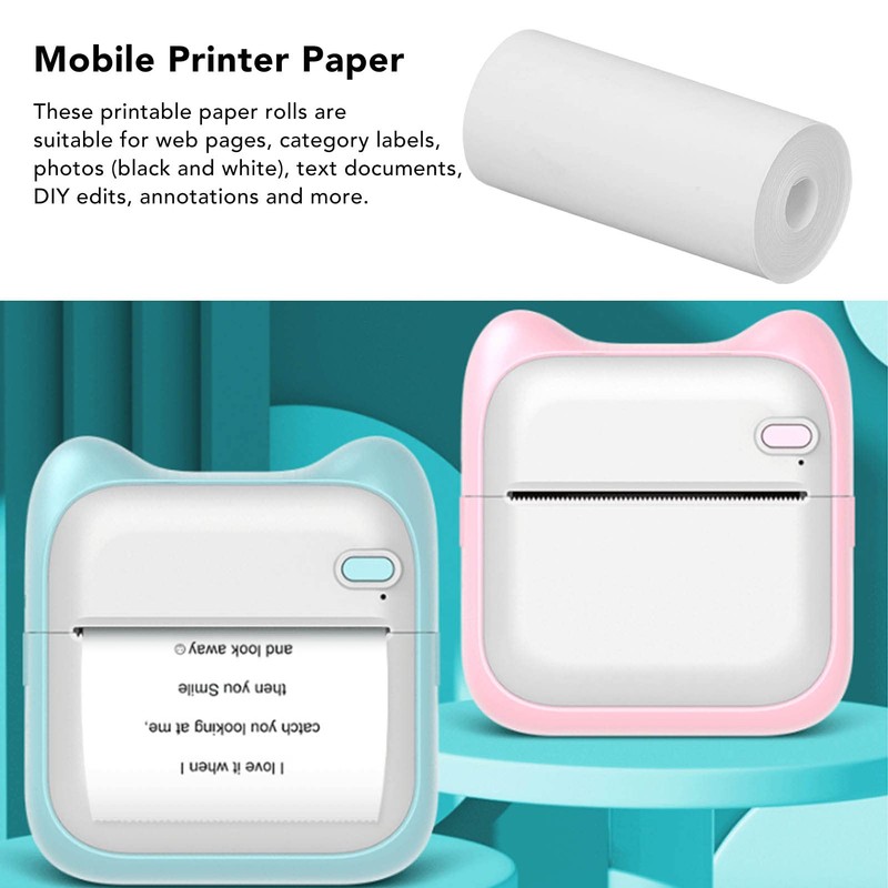 Chazcool Mini Papel de Impresora Térmica, 57x25mm Mini Papel Térmico,