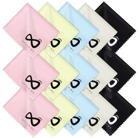 INFICRIME Microfiber Glasses Cloth 15 Pack (6x7 Inch) - 5 Assorted Colors - Premium Soft Scratch-Free Cleaning for Eyeglasses, Screens, Phone, Camera Lenses & Electronics