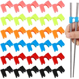 30 Pieces Chopstick Helper Training Kit Chopsticks Connector Reusable Plastic Training Chopstick Helper for Many Age Beginner Trainer or Learner