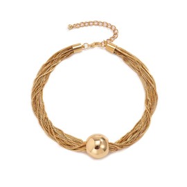 Clataly Chunky Ball Pendant Necklace Exaggerated Multi-Layer Statement Necklace Bracelets Thick Chains Jewellery for Women Girls, Metal, No Gemstone