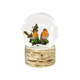Gisela Graham Large Robin Winter Scene Snow Globe Dome Christmas Decoration