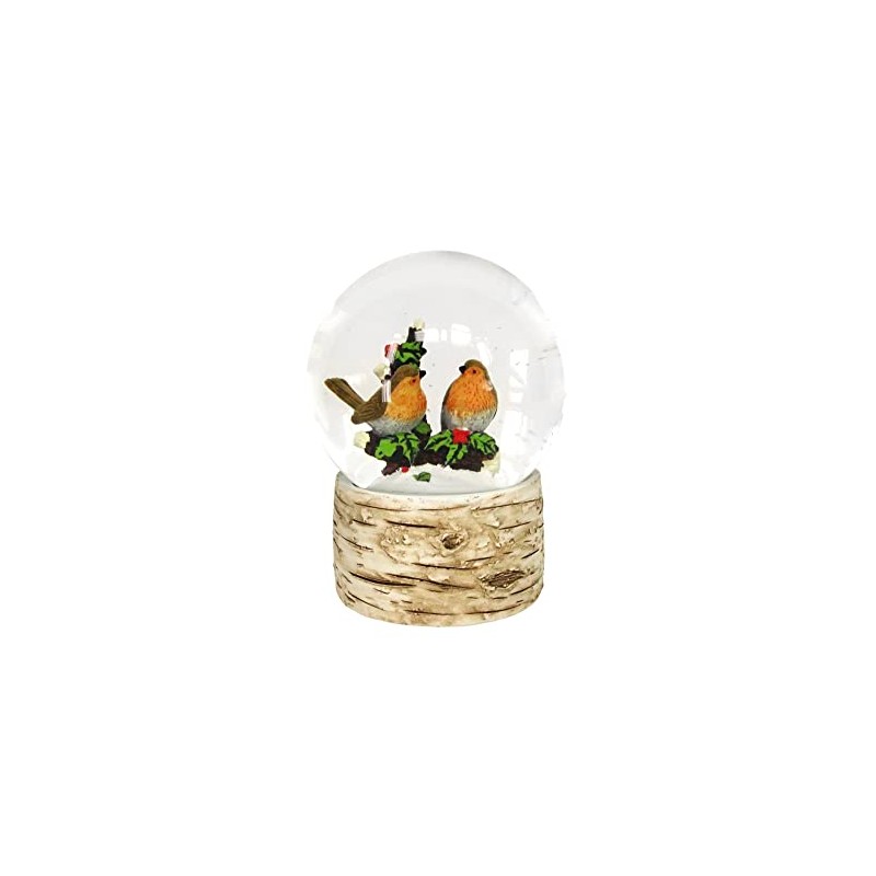 Gisela Graham Large Robin Winter Scene Snow Globe Dome Christmas