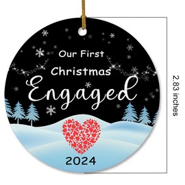 Our First Christmas Engaged, Engagement Gifts for Couples, Engaged Christmas Tree Ornament, Ceramic Keepsake Engagement Ornaments, Bride to Be, Wedding Gift, Bridal Shower Gift