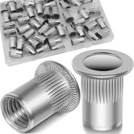 Vifmy 5/16''-18 UNC Rivet Nut, 50Pcs 304 Stainless Steel Flat Head Rivnut Threaded Insert Nutsert