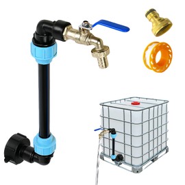 IBC Gooseneck Outlet Tap 3/4 Inch, IBC Tank Accessories with Brass Tap 25 cm Extension Tube, S60 x 6 Tap Stopcock, IBC Adapter for Water Butt, Water Barrel, IBC Container 1000 L