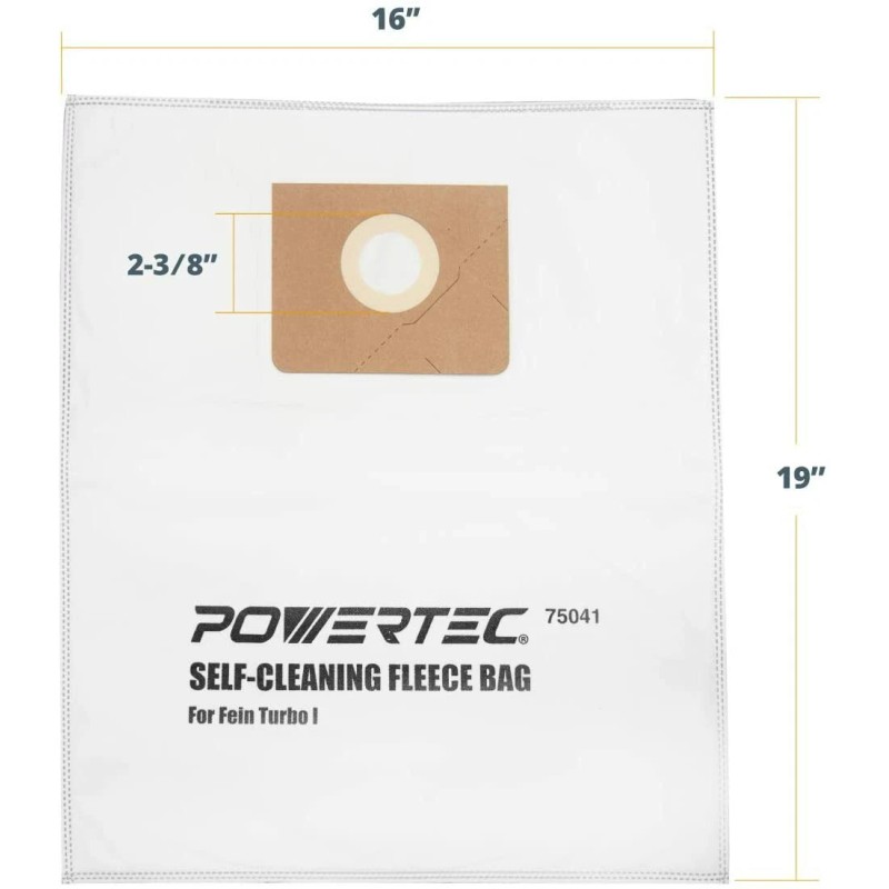 POWERTEC 75041 Self-Cleaning Fleece Bag for Fein Turbo I, 5PK