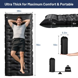 KASBAH Camping Sleeping Pad with Built-in Pillow,Extra Thick 6" Inflatable Camp Mattress with Foot Pump, Portable Camping Sleeping Mat Backpacking Gear for Outdoor Hiking,Camp and Traveling Tent.