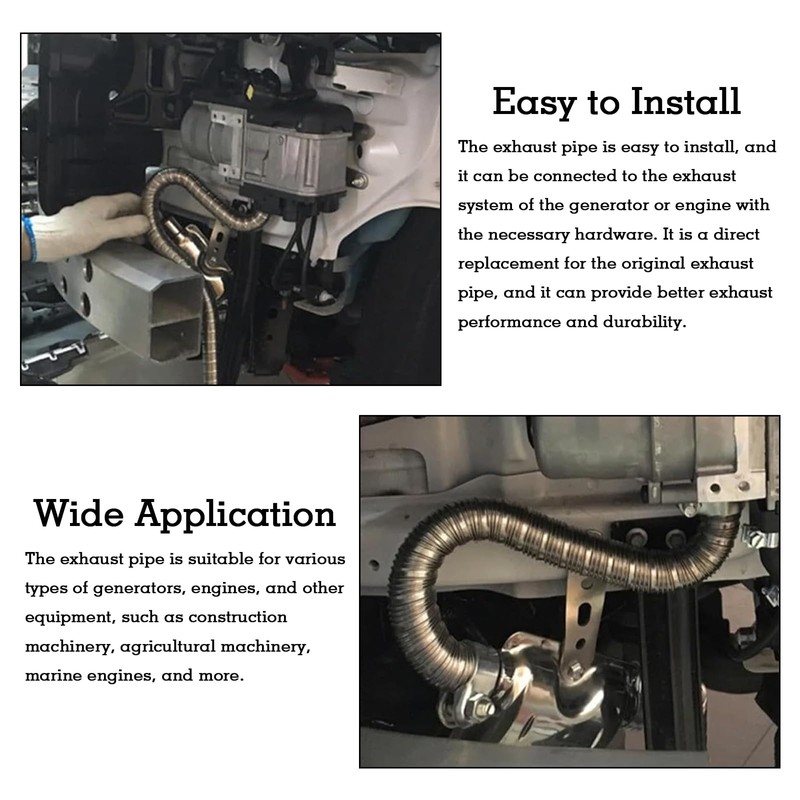 100cm Heater double-layer exhaust pipe with Clamps, Flexible auxiliary heater